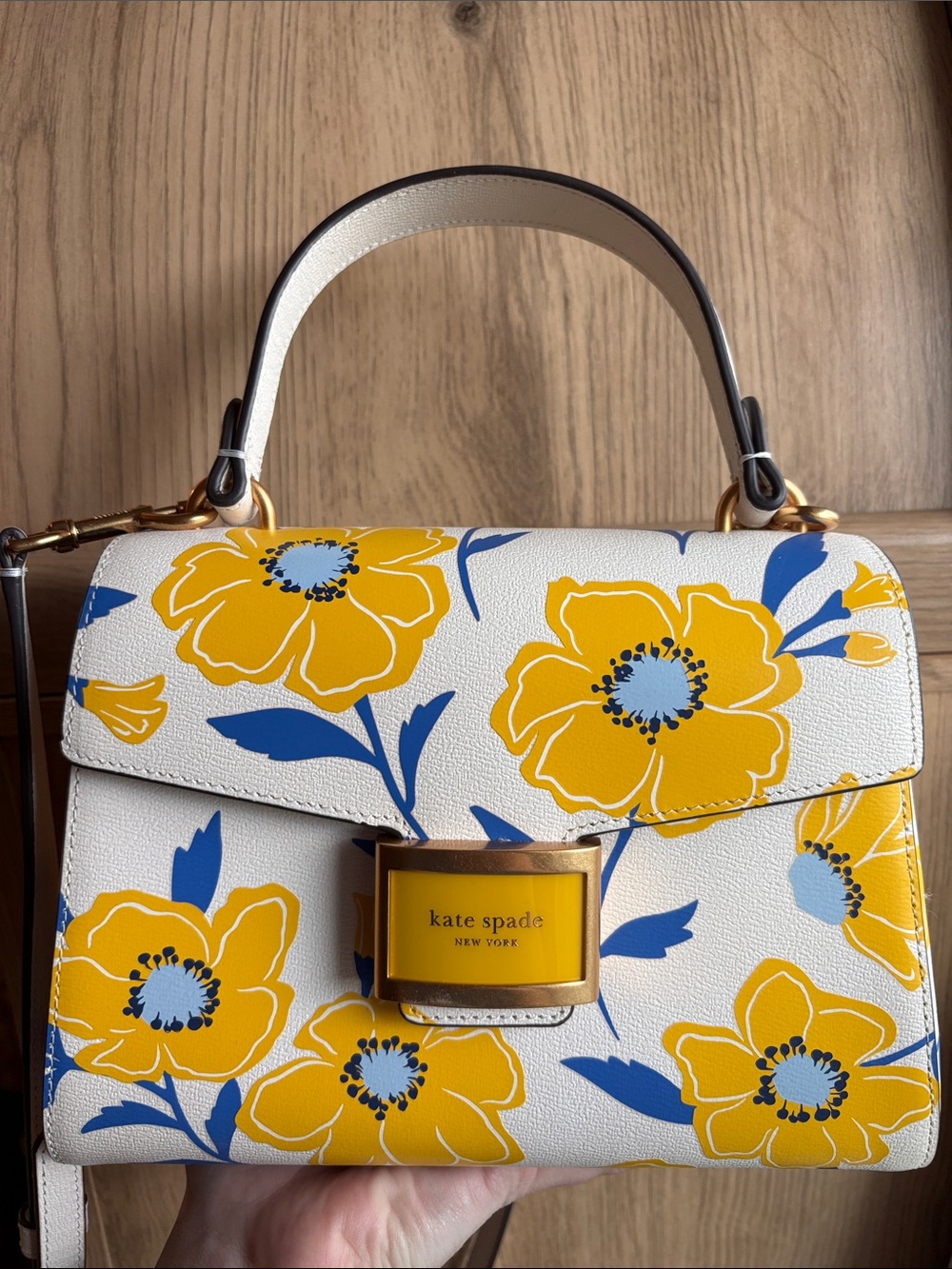 kate spade KATY SUNSHINE FLORAL TEXTURED LEATHER SMALL TOP-HANDLE BAG